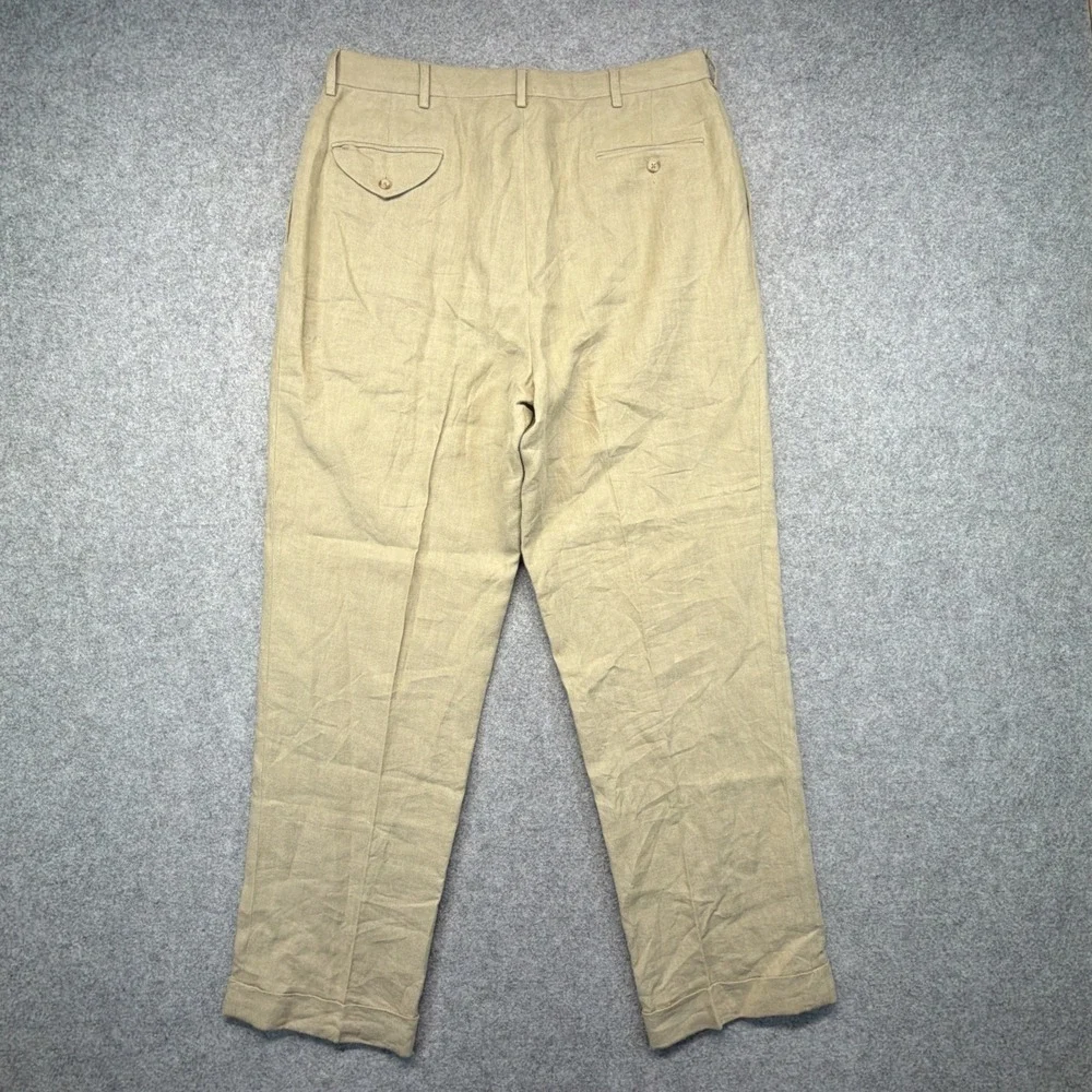 Vintage Polo Ralph Lauren Pants Mens 36x32 (Fits 35x32) Linen Double Pleated
